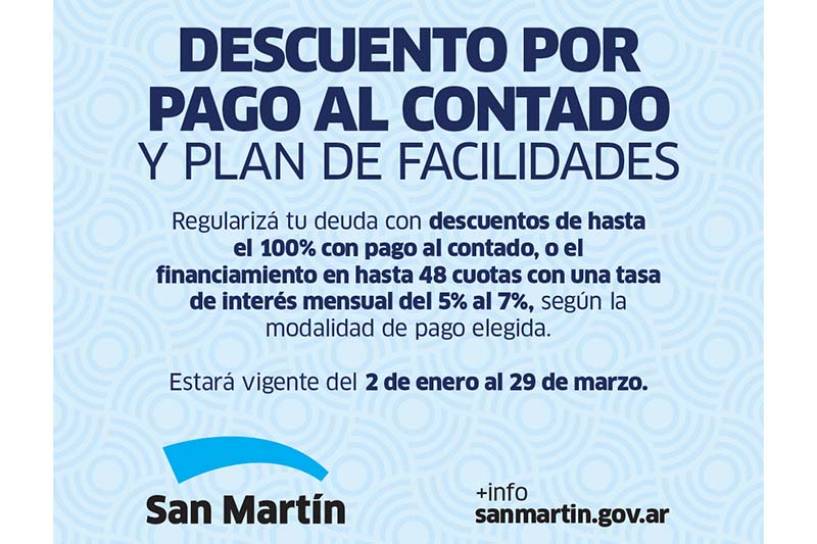 Nuevos planes de pago para regularizar deudas en San Martín