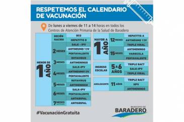 ¡Respetemos el calendario de vacunas! | Vacunación gratuita en los Centros de Salud de Baradero