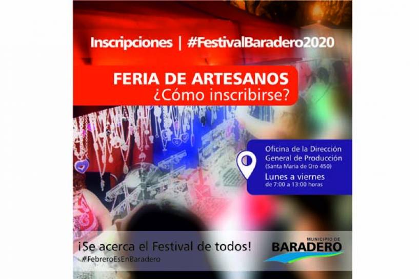 Está abierta la inscripción para formar parte de la Feria de Artesanos en el Festival Baradero 2020