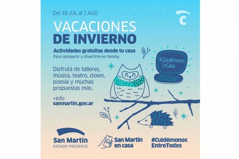 San Martín ofrece distintas actividades para pasar las vacaciones de invierno en casa