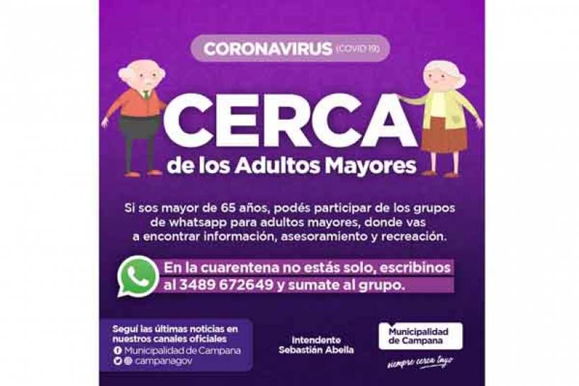 A través de WhatsApp, el Municipio asesora y acompaña a los adultos mayores de la ciudad