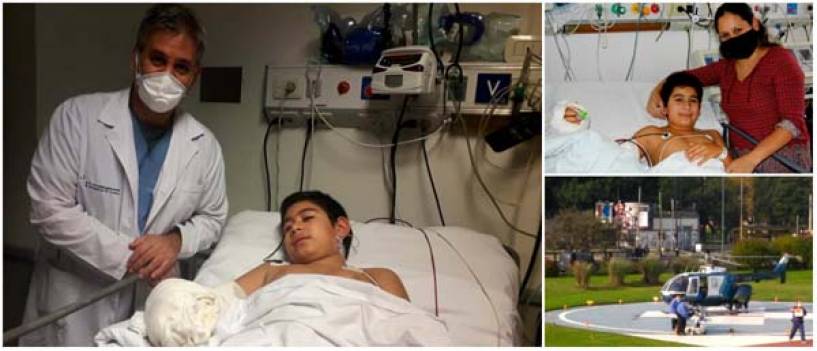 En el Hospital El Cruce tras compleja intervención, reimplantan la mano de un niño de 11 años que la había perdido en un accidente doméstico
