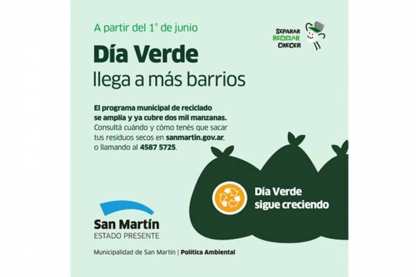 San Martín amplía la recolección de residuos reciclables a más barrios