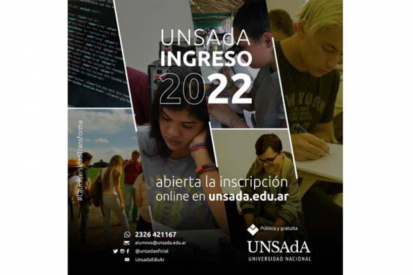 La UNSAdA abrió las inscripciones 2022 para todas las carreras de grado y pregrado