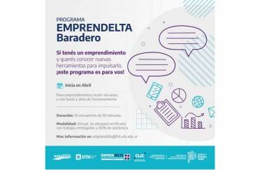 Inscripción a EmprenDelta Baradero, programa de capacitación y acompañamiento virtual para emprendedores