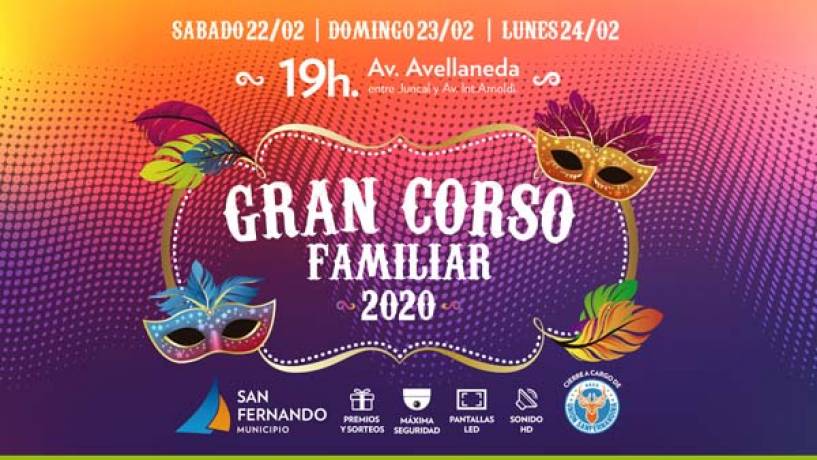 Del 22 al 24 de febrero San Fernando disfrutará el Gran Corso Familiar, el mejor carnaval de la Provincia