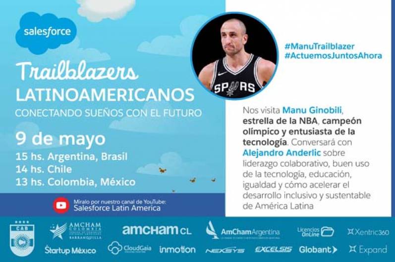 Salesforce dialogará con Manu Ginóbili en una nueva sesión del ciclo Trailblazers Latinoamericanos