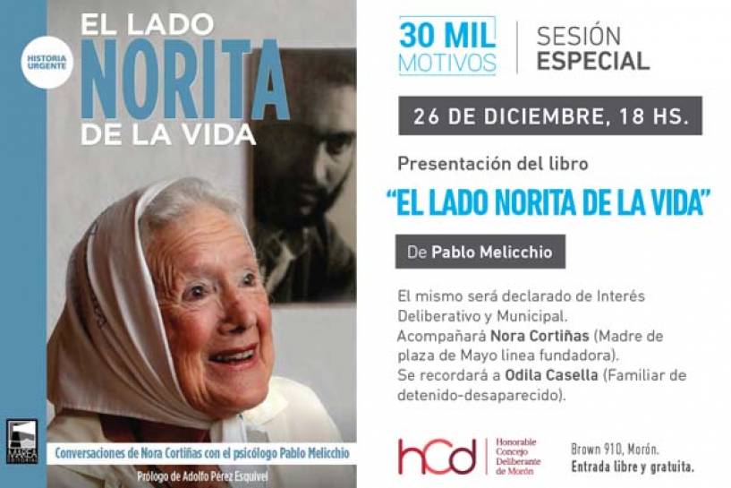 Pablo Melicchio y Nora Cortiñas presentarán el libro “El lado Norita de la vida” en el HCD