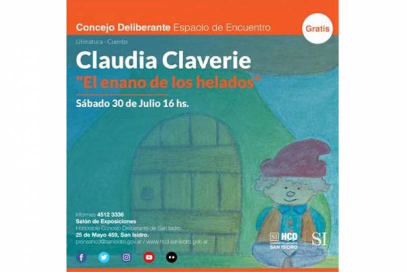 Claudia Claverie presentará en San Isidro su libro “El enano de los helados”