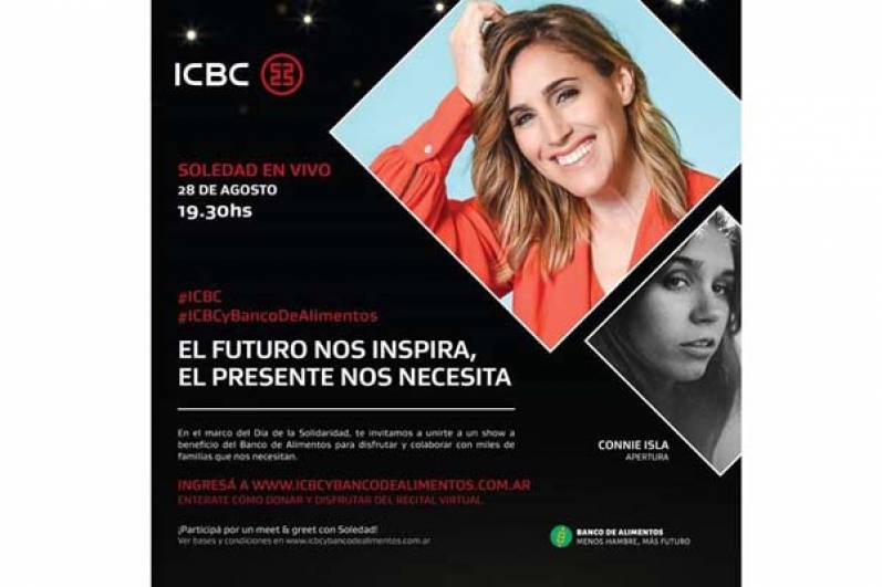 Recital virtual gratuito de Soledad Pastorutti a beneficio del Banco de Alimentos organizado por ICBC