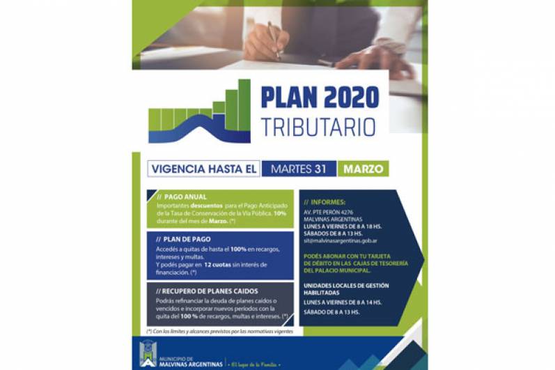 Se extendió el Plan Tributario 2020 en Malvinas Argentinas