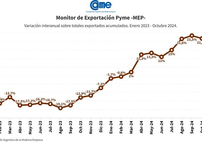 Entre enero y octubre de 2024, las exportaciones de las pymes crecieron un 21,8% en dólares y 30% en toneladas
