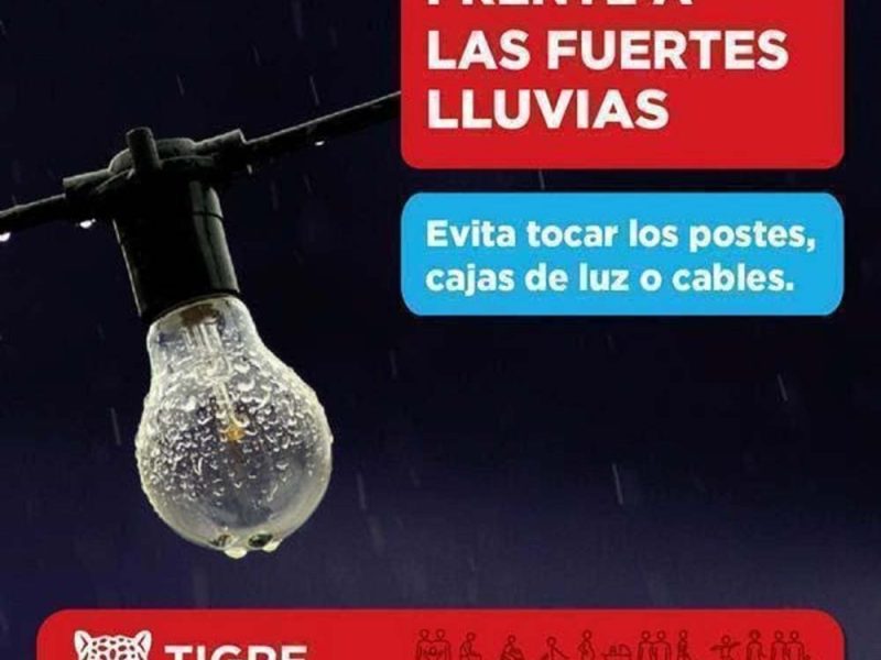 Alerta meteorológica en Tigre por tormentas fuertes