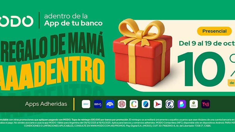 Regalos y promos para mamá… todo con MODO, adentro de la App de tu banco