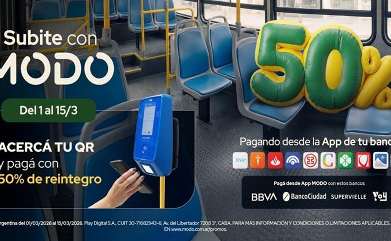 Hasta 100% de reintegro en tus viajes en transporte pagando con MODO