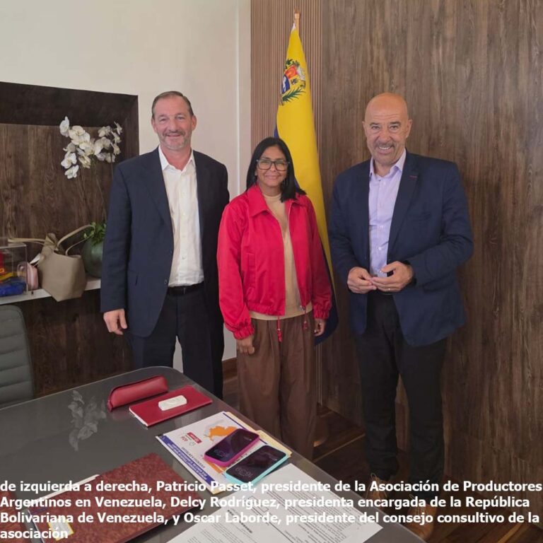 La presidenta encargada de Venezuela, Delcy Rodríguez evaluó escenarios de la nueva realidad productiva con los Productores Argentinos, de la APAV