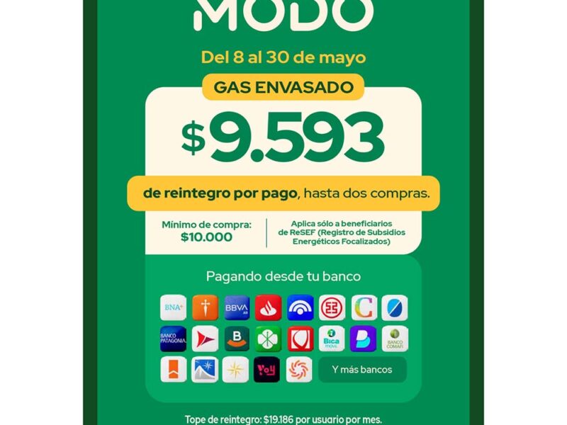MODO y BNA+ facilitan el acceso al subsidio para la compra de garrafas