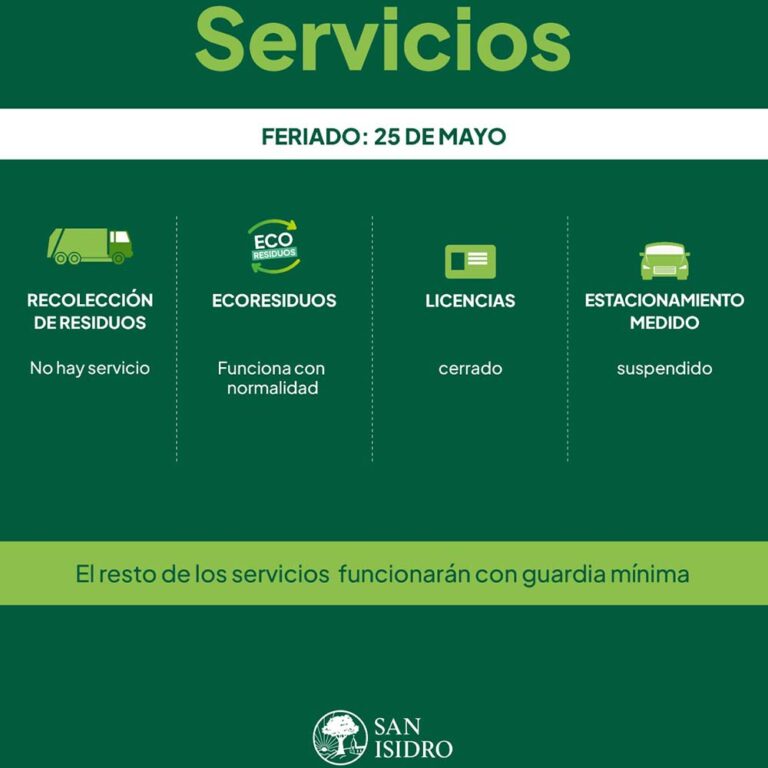 San Isidro: cómo funcionarán los servicios municipales y la recolección de residuos por el feriado del 25 de Mayo