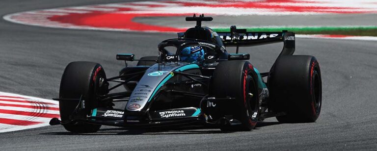 George Russell en la pole en Barcelona