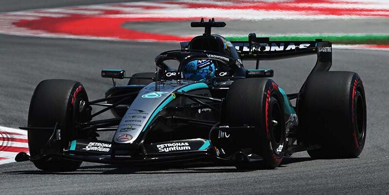 George Russell en la pole en Barcelona