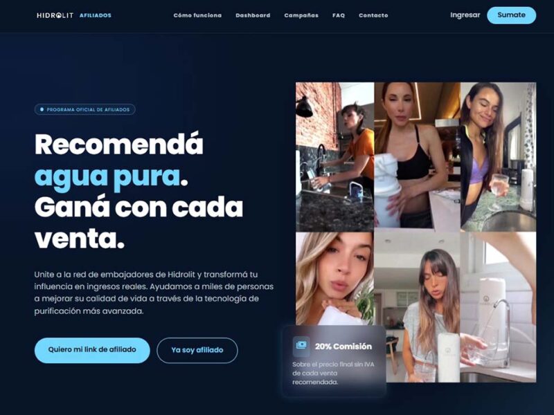 Hidrolit lanzó su Programa de Afiliados para que puedas generar ingresos recomendando productos que ayudan a mejorar la calidad del agua
