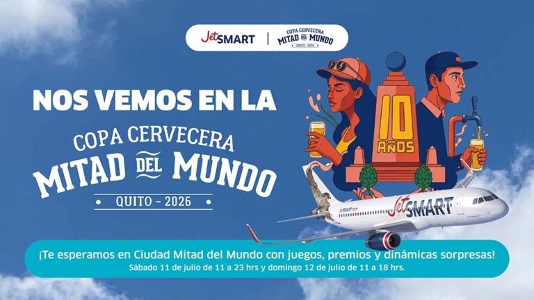 JetSMART será auspiciante oficial de la Copa Cervecera Mitad del Mundo 2026