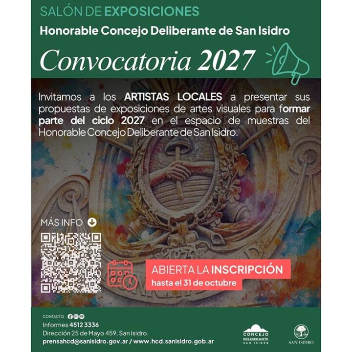 El HCD de San Isidro abrió la convocatoria a artistas locales para el ciclo de exposiciones 2027