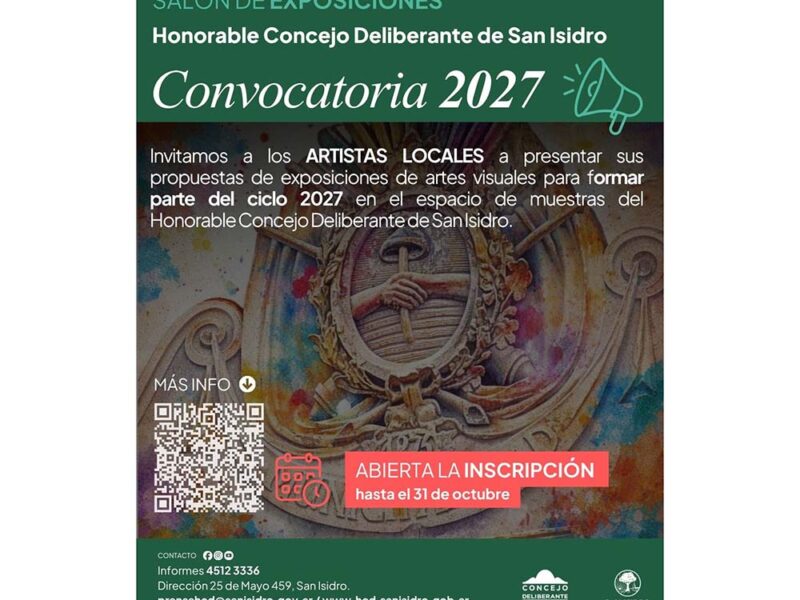 El HCD de San Isidro abrió la convocatoria a artistas locales para el ciclo de exposiciones 2027