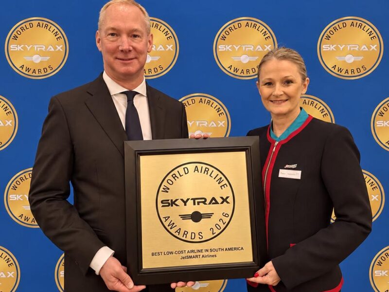 JetSMART suma su cuarto reconocimiento SKYTRAX como la Mejor Aerolínea Low-Cost de Sudamérica