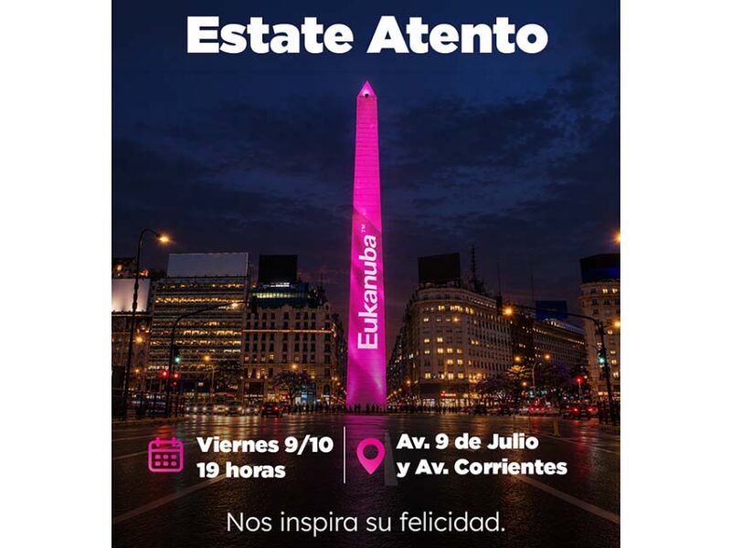 “Campeones de todos los días”: este viernes, Eukanuba tiñe de rosa el Obelisco