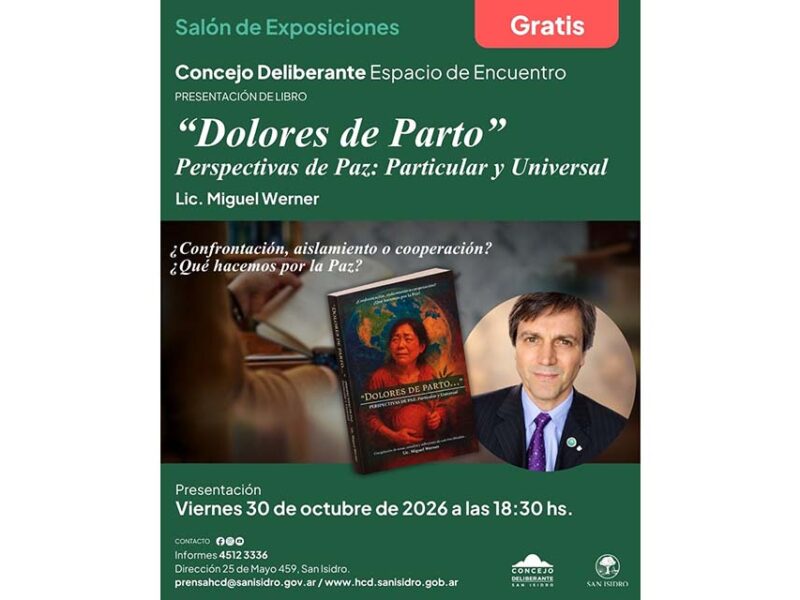 Miguel Werner presentará en San Isidro su libro sobre la paz