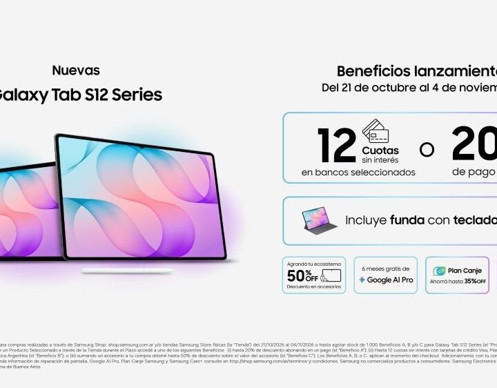 Samsung anuncia el lanzamiento de la Serie Galaxy Tab S12 en Argentina con un paquete exclusivo de beneficios, financiación y suscripciones bonificadas