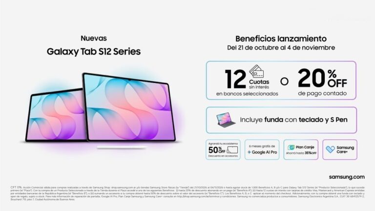 Samsung anuncia el lanzamiento de la Serie Galaxy Tab S12 en Argentina con un paquete exclusivo de beneficios, financiación y suscripciones bonificadas